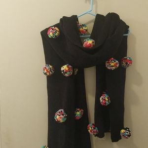 Betsey Johnson knit pom blanket throw scarf